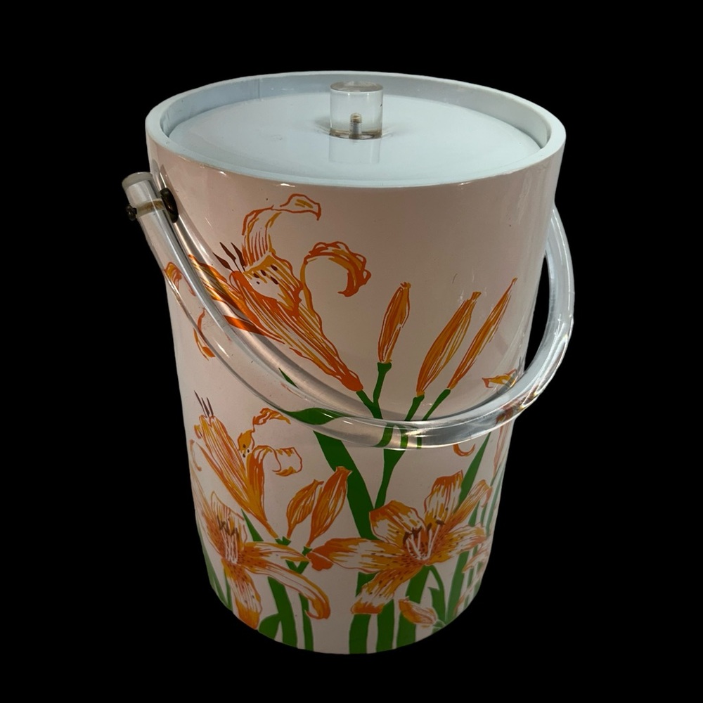 Vintage 80s bar ice bucket Golden Girls Miami Vice tiger Lilly vinyl lucite